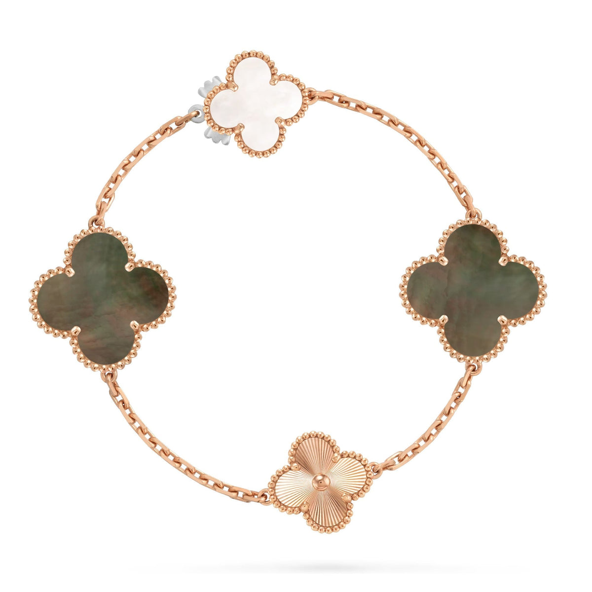 [AuraJewelry]DETACHABLE CLOVER 15(11+4) FLOWER ROSE GOLD NECKLACE SET