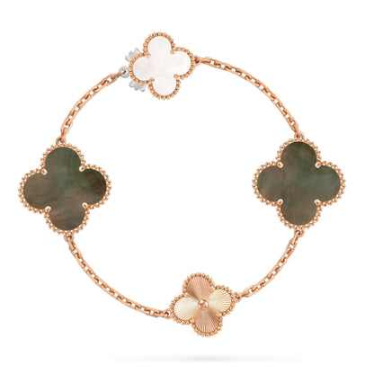 [AuraJewelry]DETACHABLE CLOVER 15(11+4) FLOWER ROSE GOLD NECKLACE SET