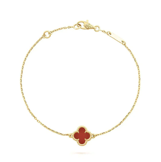 ¡®AuraJewelry¡¯CLOVER  CARNELIAN SINGLE FLOWER BRACELET