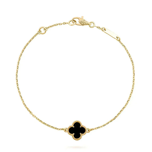¡®AuraJewelry¡¯CLOVER ONYX SINGLE FLOWER BRACELET