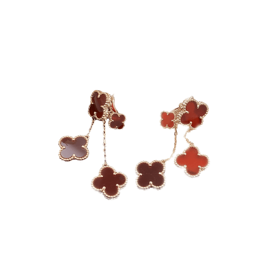 ¡®AuraJewelry¡¯CLOVER EARRINGS CARNELIAN 4 MOTIFS PINK GOLD