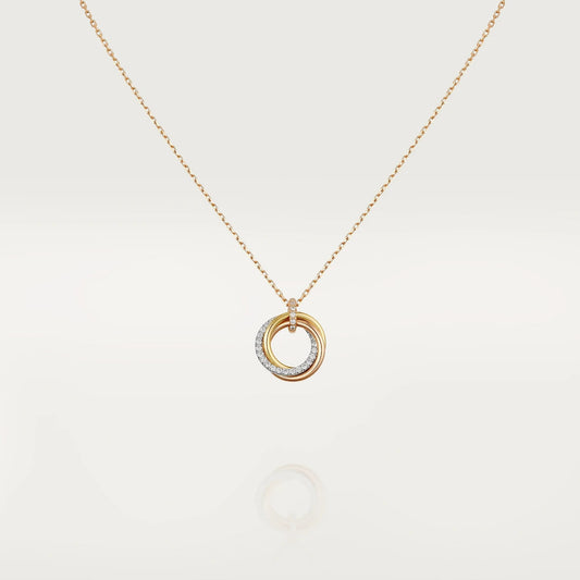 ¡®AuraJewelry¡¯TRINITY NECKLACE SILVER GOLD PINK GOLD DIAMONDS