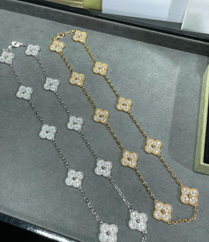 [¡®AuraJewelry¡¯]CLOVER 10 MOTIFS FULL DIAMOND NECKLACE