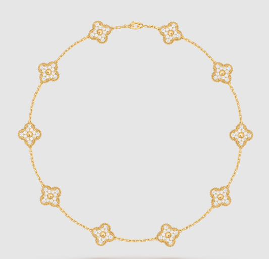 [¡®AuraJewelry¡¯]CLOVER 10 MOTIFS FULL DIAMOND NECKLACE
