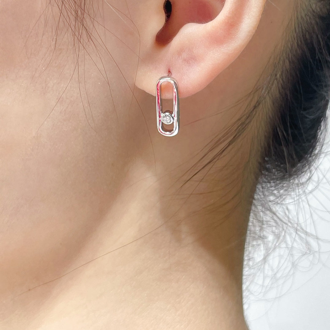 [AuraJewelry]MOVE UNO SMALL 1 DIAMOND EARRINGS