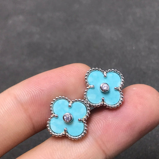 ¡®AuraJewelry¡¯CLOVER 1 DIAMOND BLUE SKY SILVER EARRINGS