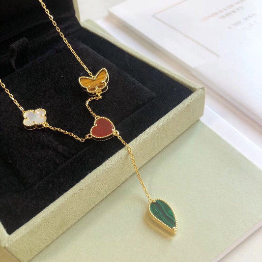 ¡®AuraJewelry¡¯LUCKY SPRING 4 MOTIFS ROSE GOLD NECKLACE