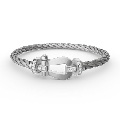 ¡®AuraJewelry¡¯FORCE LARGE HORSESHOE HALF DIAMOND BRACELET SILVER
