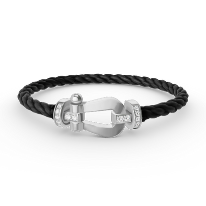 ¡®AuraJewelry¡¯FORCE LARGE HORSESHOE HALF DIAMOND BRACELET SILVER