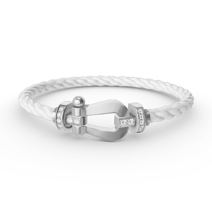 ¡®AuraJewelry¡¯FORCE LARGE HORSESHOE HALF DIAMOND BRACELET SILVER
