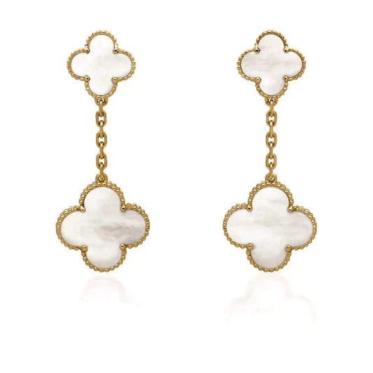 ¡®AuraJewelry¡¯CLOVER 2 MOTIF WHITE MOP EARRINGS