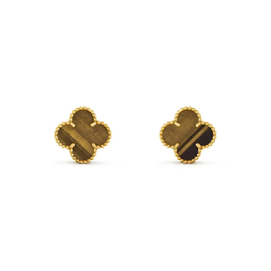 ¡®AuraJewelry¡¯CLOVER MEDIUM 1 MOTIFS TIGER EYE EARRINGS