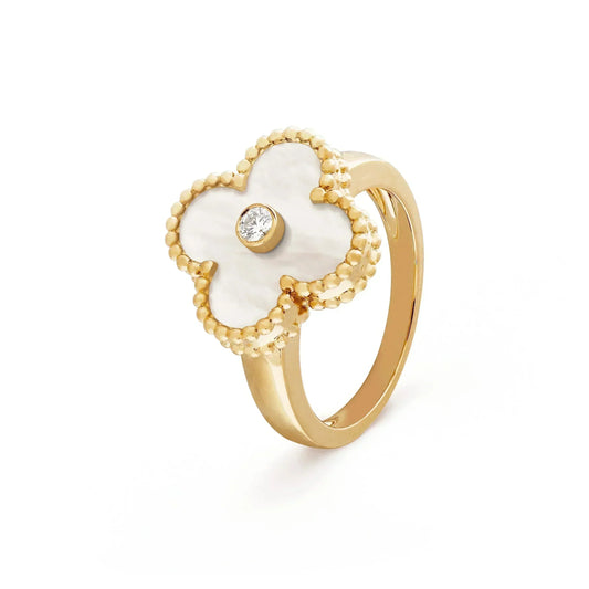 ¡®AuraJewelry¡¯CLOVER PINK MOP RING GOLD DIAMOND